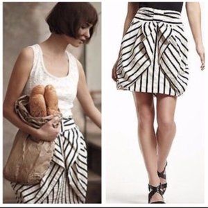 Eva Franco Black White Striped Balloon Skirt Size 0